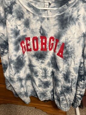 Georgia Tie-Dye Pullover Sweatshirt with Red Script